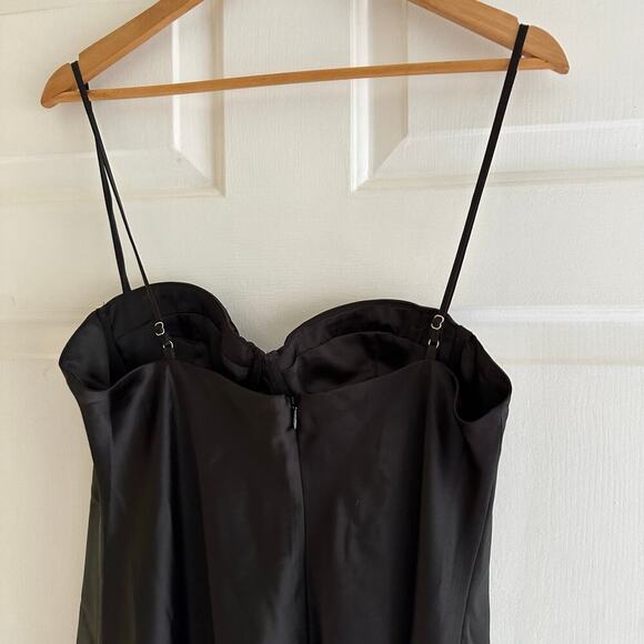Meshki Zahli Corset Top Stitch Satin Mini Slip Dress Black Size XL Minimalist - Picture 6 of 9